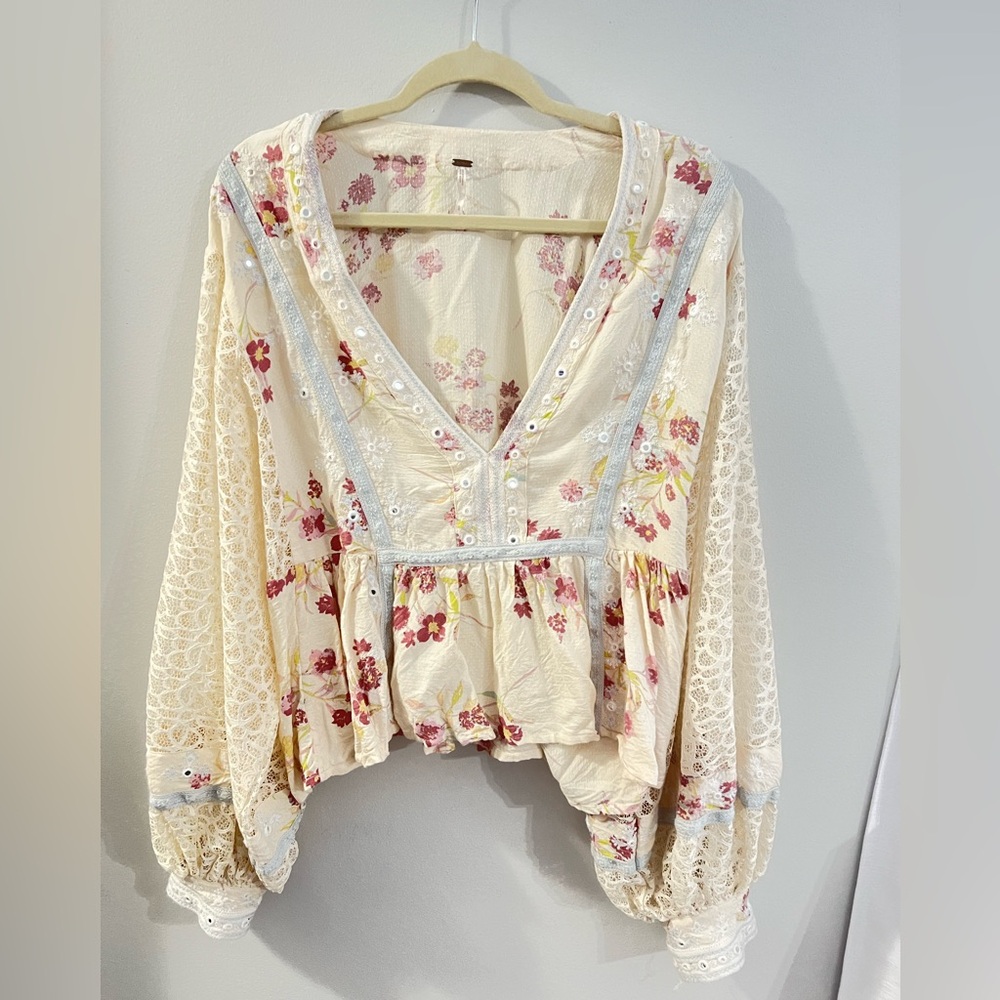 Free People Boogie All Night Printed Blouse